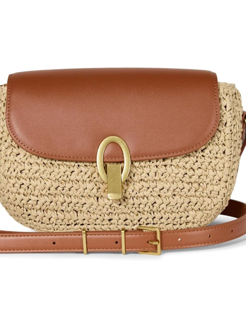 Women's Vegan Leather Crossbody Flap Bag with Adjustable Strap